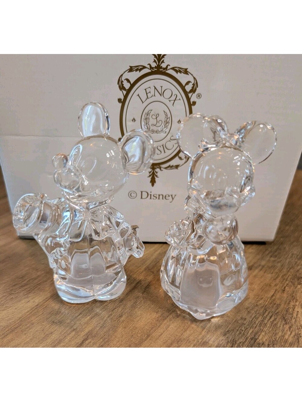Lenox Disney Mickey Minnie Crystal Salt Pepper Shakers NEW Box COA Germany